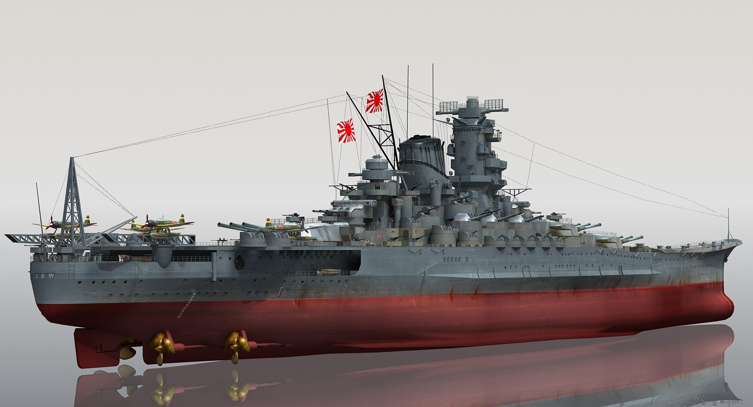 3d ijn yamato japanese battleship model