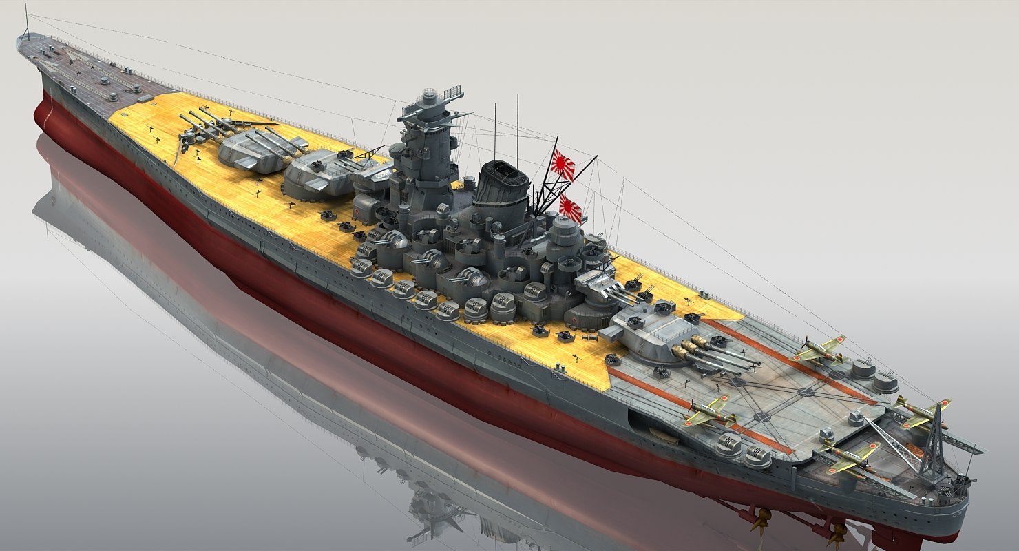 3d ijn yamato japanese battleship model
