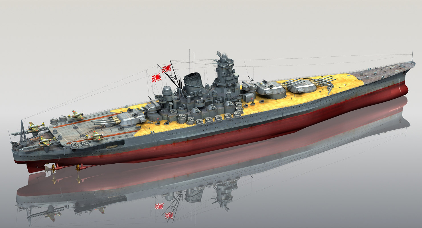3d ijn yamato japanese battleship model