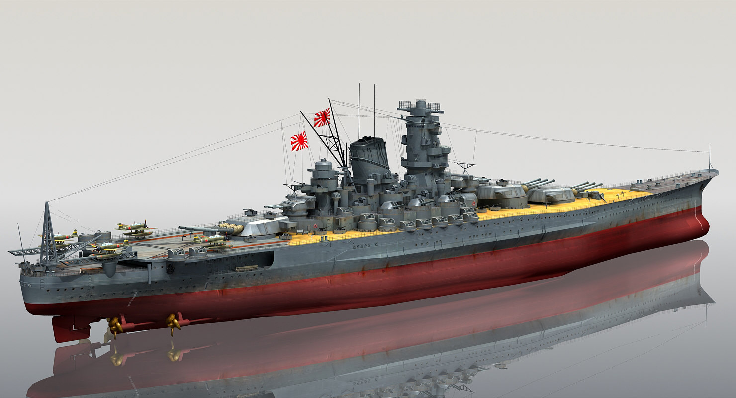 3d ijn yamato japanese battleship model