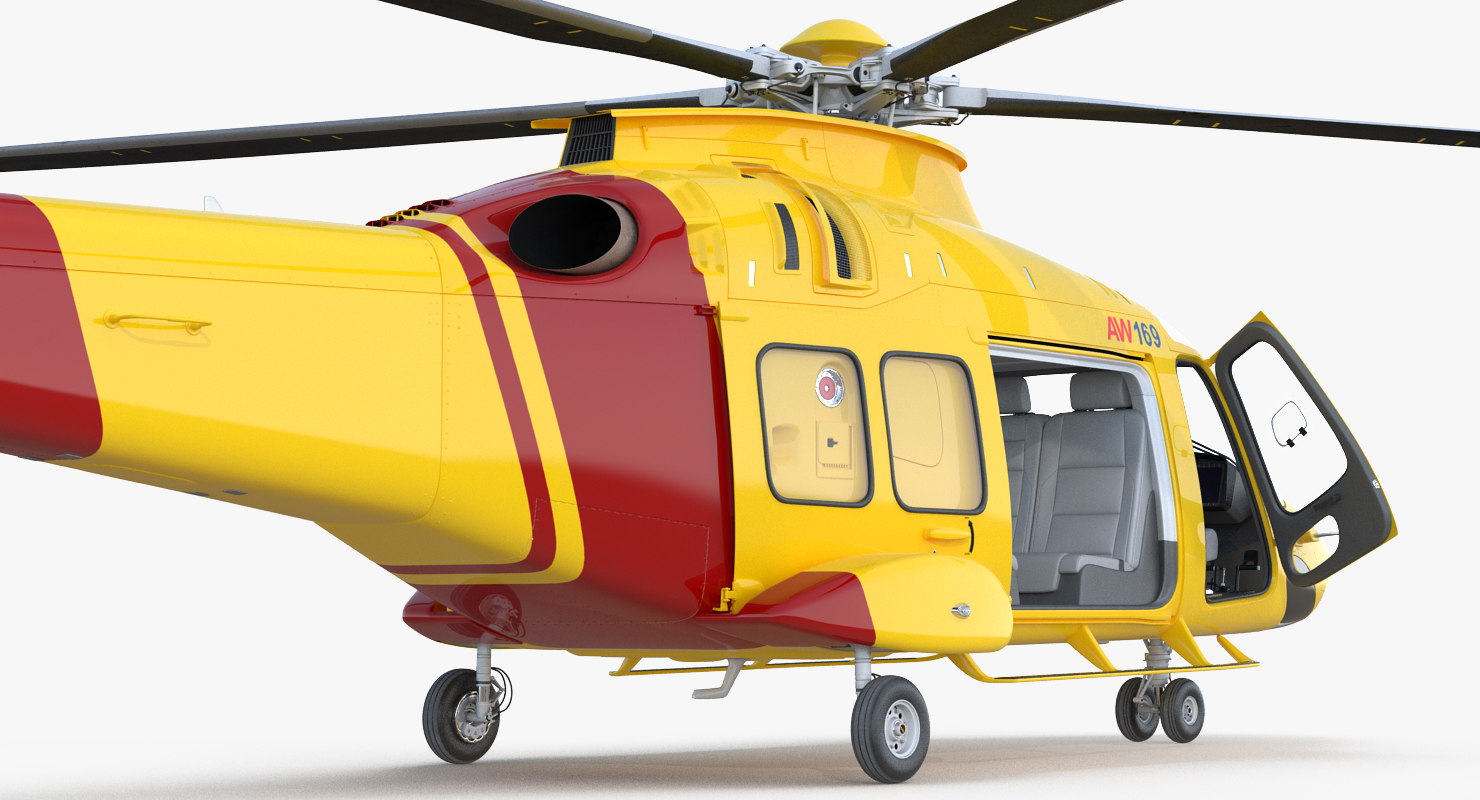 3d helicopter agustawestland aw169 rigged model