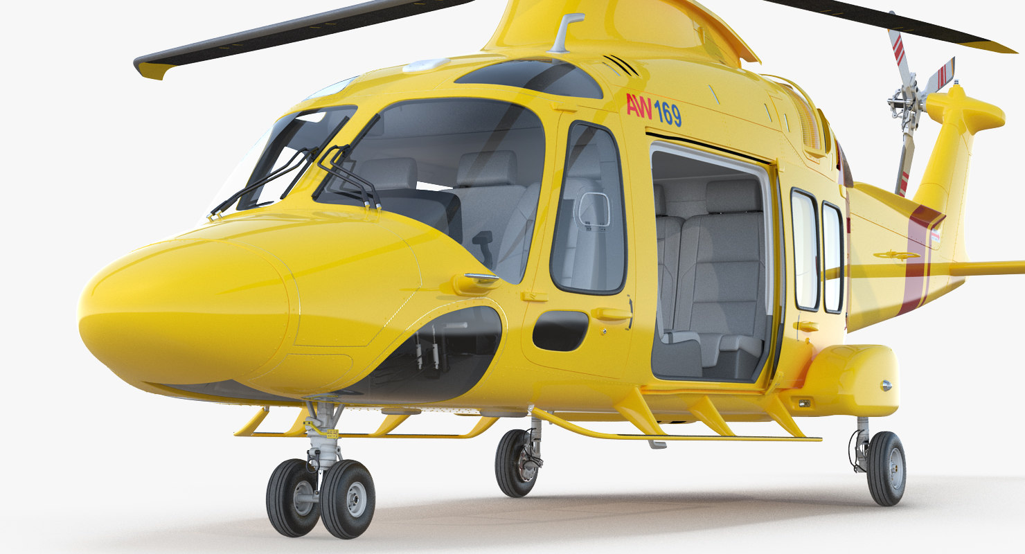 3d helicopter agustawestland aw169 rigged model