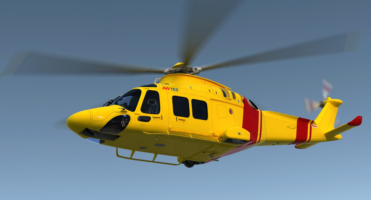 3d helicopter agustawestland aw169 rigged model