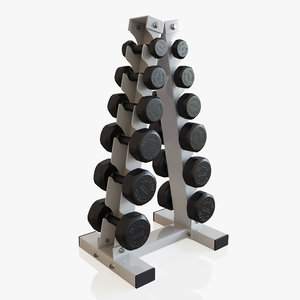 3D dumbbells vertical rack model