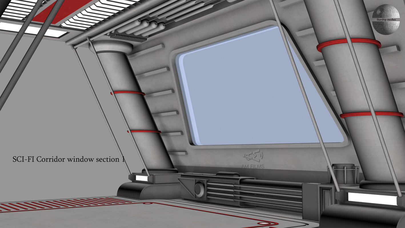 3d Sci Fi Corridor Window Section Turbosquid 1212405