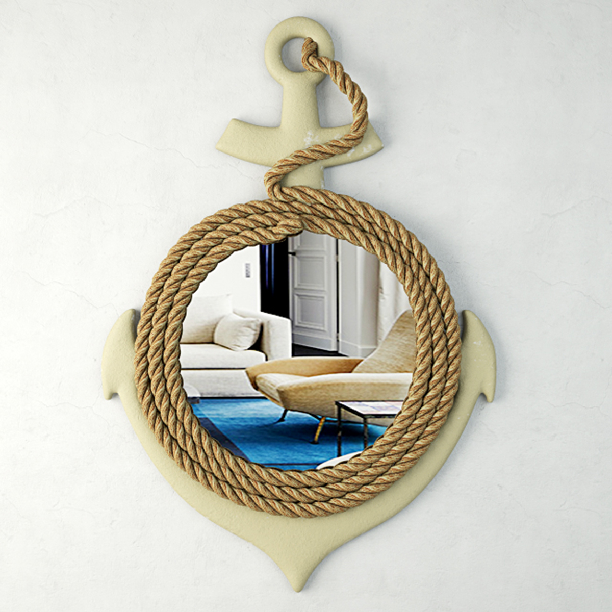 Anchor Wall Mirror With Rope Anchor Wall Mirror With Rope