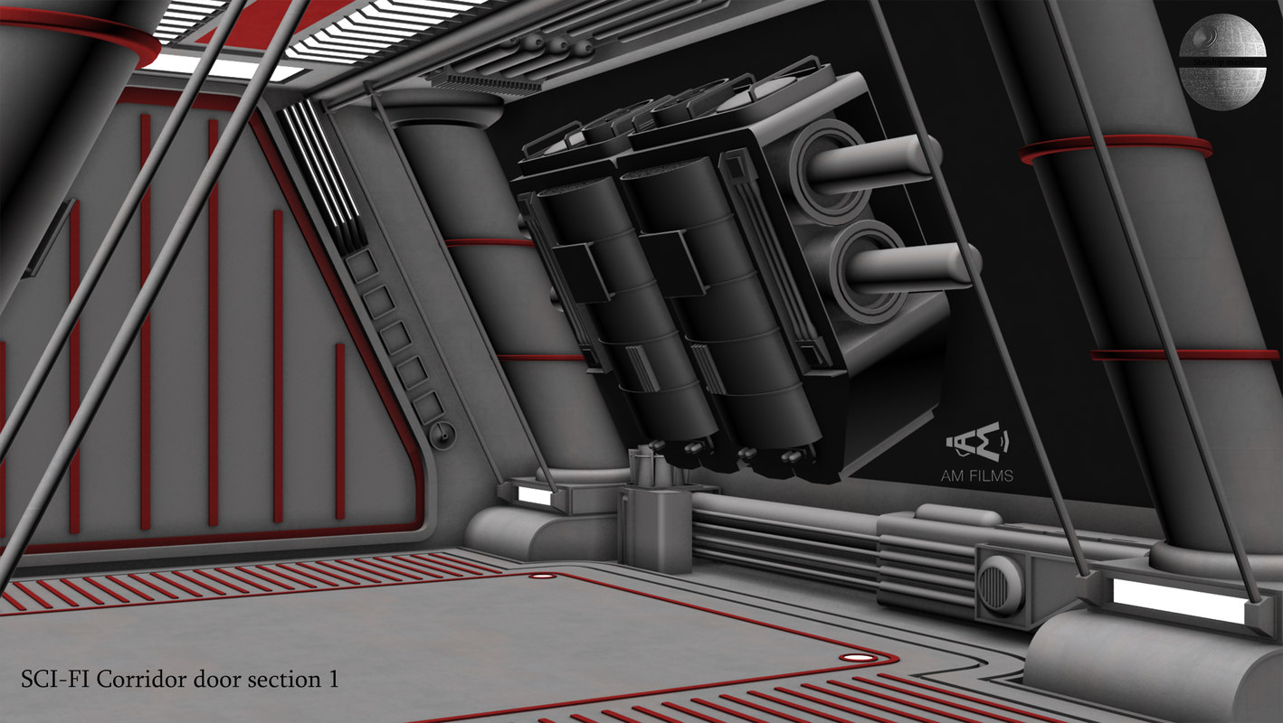 科幻走廊门第1节3d模型