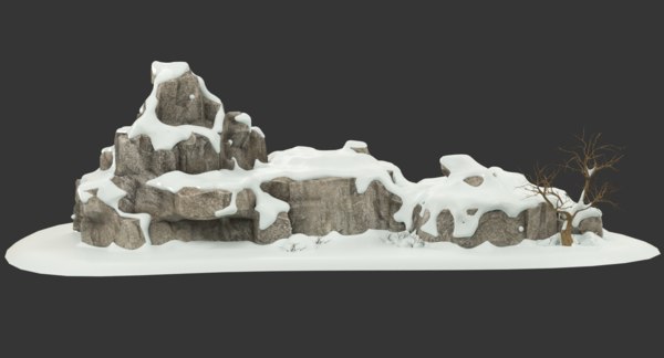 3d Snowy Rock Tree Turbosquid