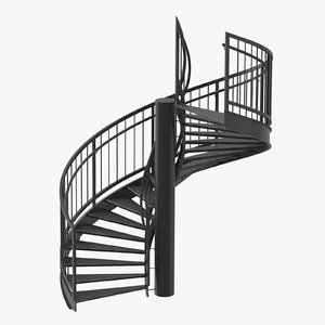 3D exterior staircases spiral model