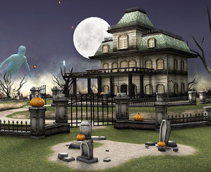 haunted house cemetery 3D