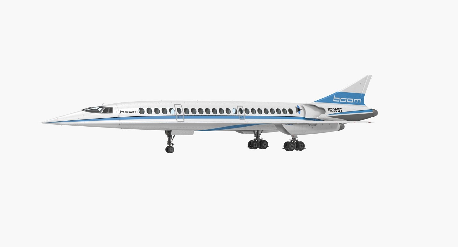 boom supersonic jet rigged 3d model