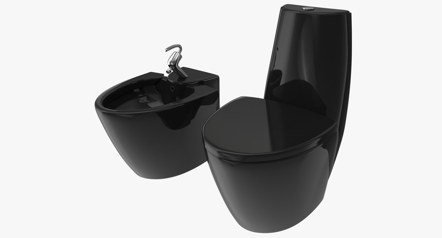 Piece toilet  bidet  black  3D model TurboSquid 1214071