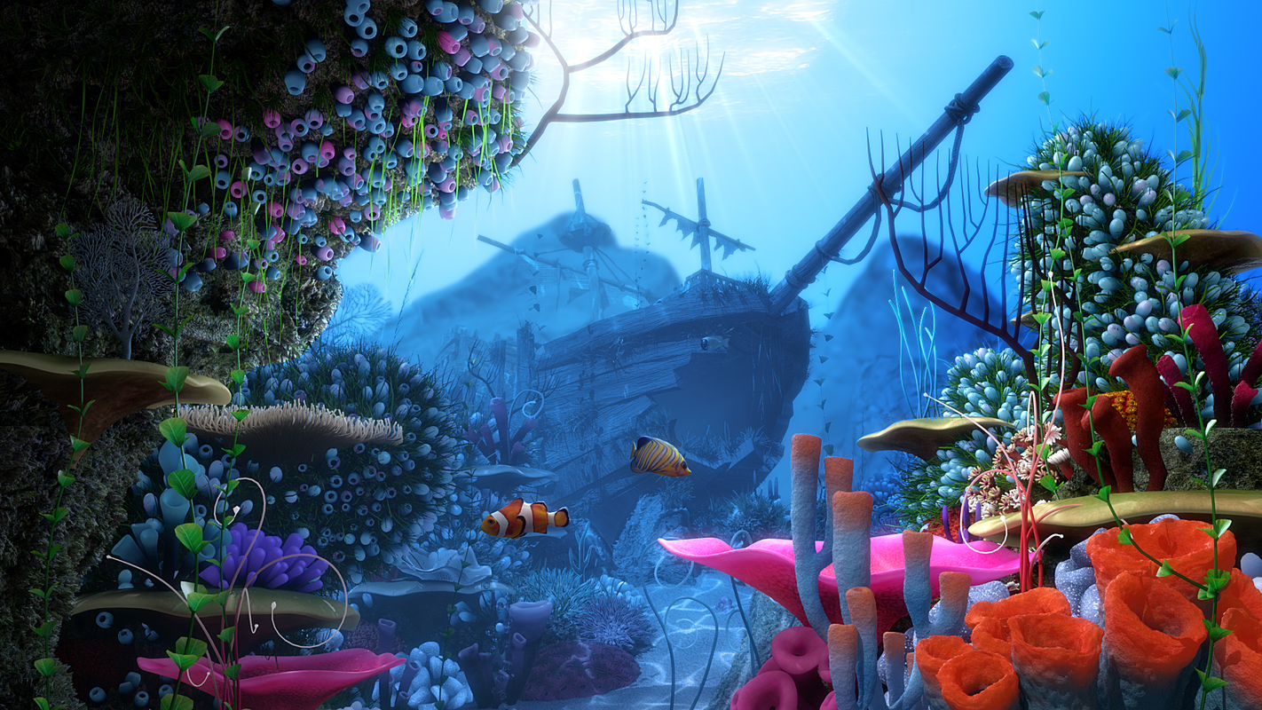 3D cartoon underwater ship scene - TurboSquid 1214155