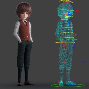 cartoon boy rigged 3D model