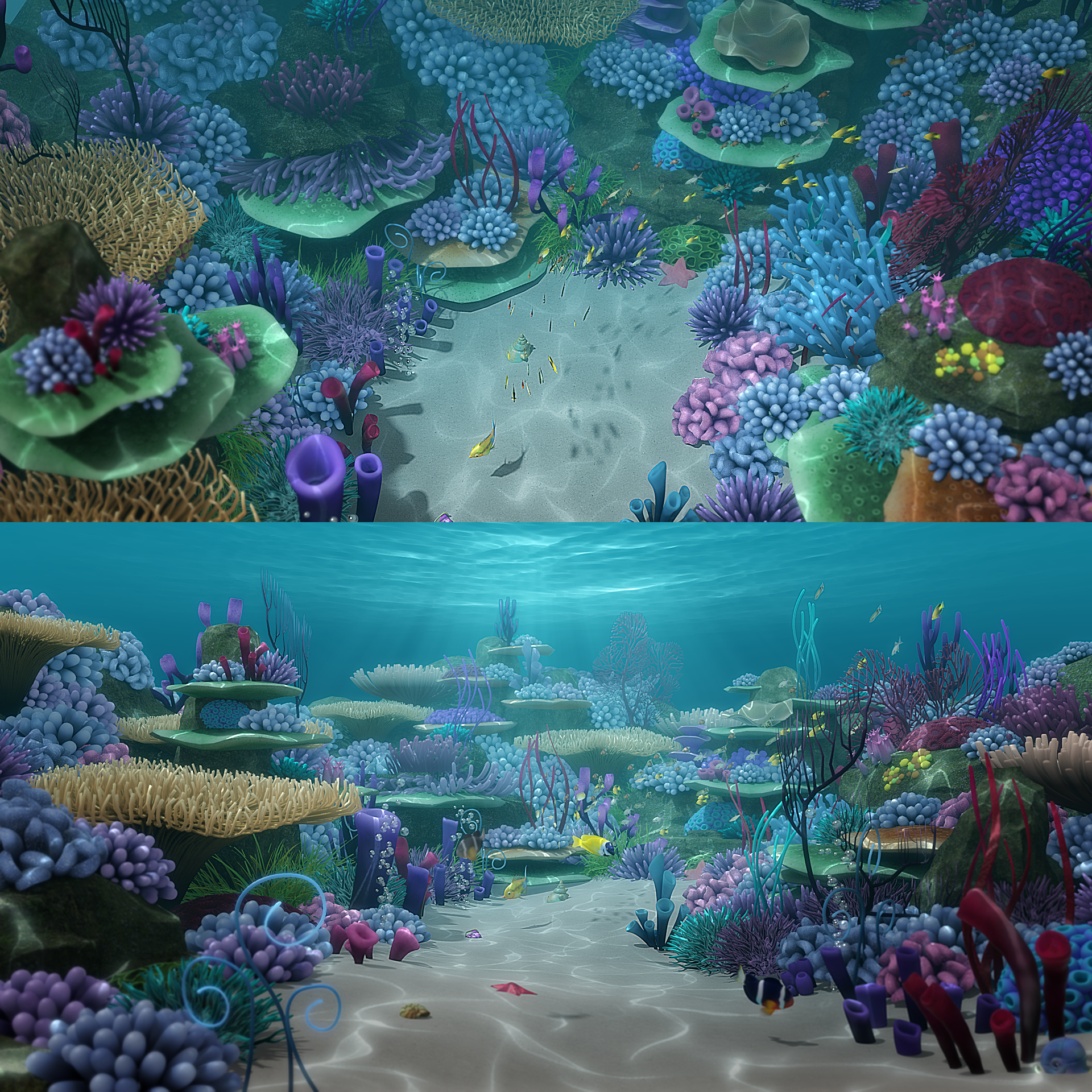 Cartoon Underwater Scene 3d Model Turbosquid 1214277