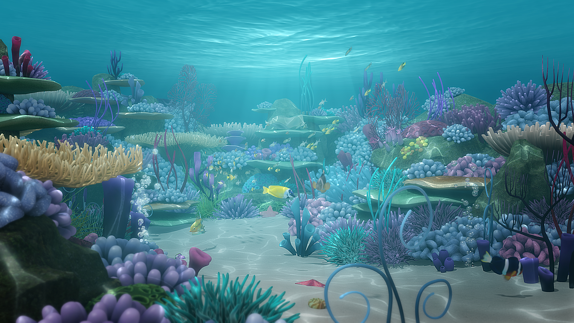 cartoon underwater scene 3d model