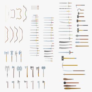 3D medieval weapons pack model