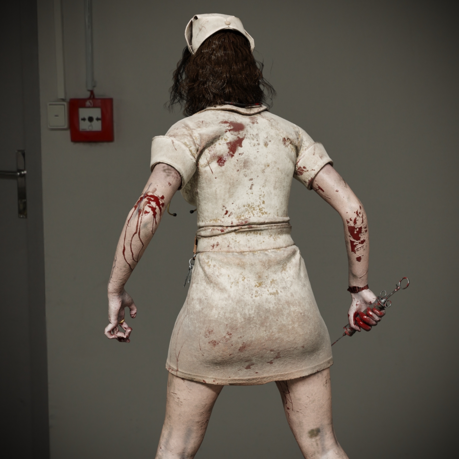 3d character zombie nurse pbr rigged