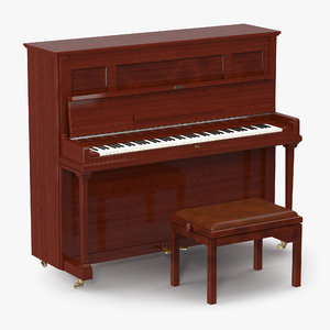 3D upright piano bench