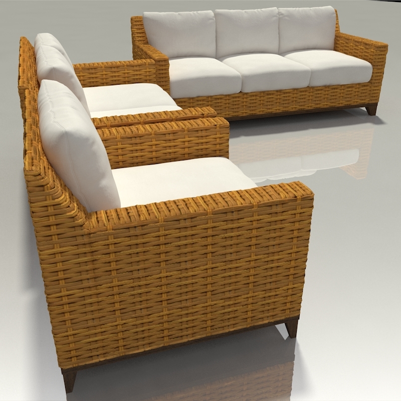 Wicker Couch Chairs Patio Furniture Model Turbosquid 1215955