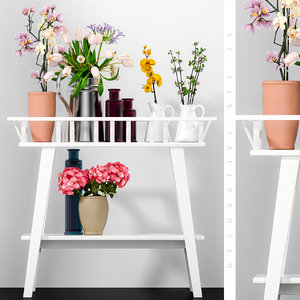 3D model decorative flower vase set