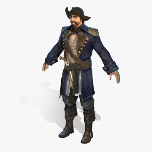 3D real-time pirate lord-2 rigged