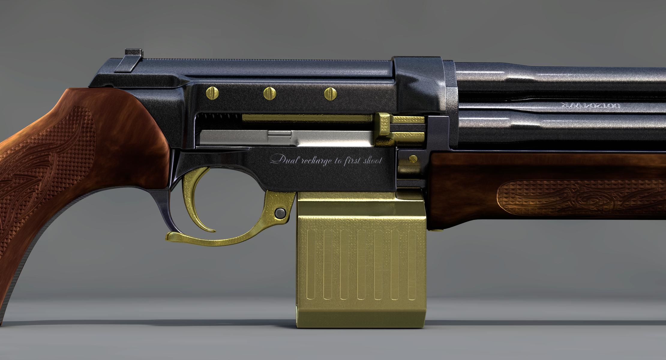 tigrus蒸汽朋克冲锋枪3d模型