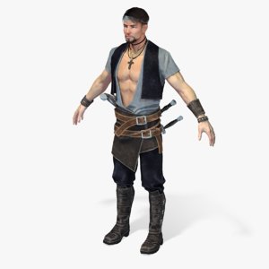 3D model real-time pirate smuggler-1 rigged