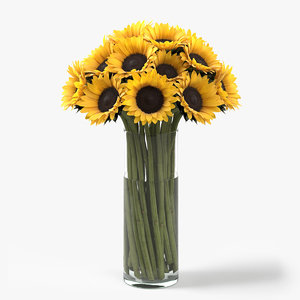 3D photorealistic sunflowers bouquet flowers