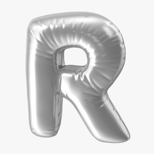 3D foil balloon letter r model
