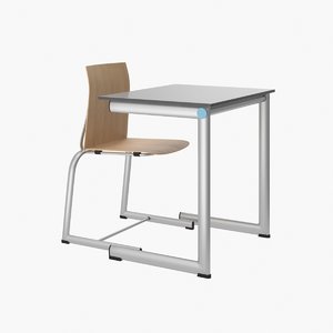 3D realistic school desk chair model
