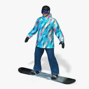 real-time snowboard man pbr model