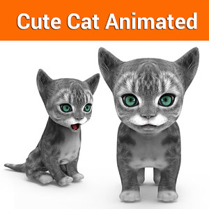 cute cat animation 3D model