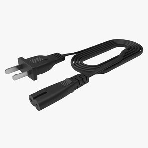 3D power cable iec-c7 connector model