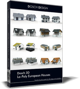 3D lo-poly european houses