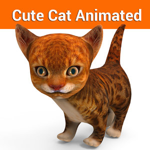 cute cat animation 3D model