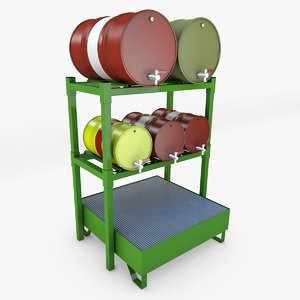 3D oil barrel storage rack model