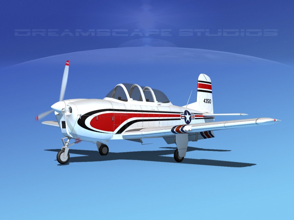 Modelo 3d Beechcraft T 34 Mentor V06 Usaf Turbosquid 1218664