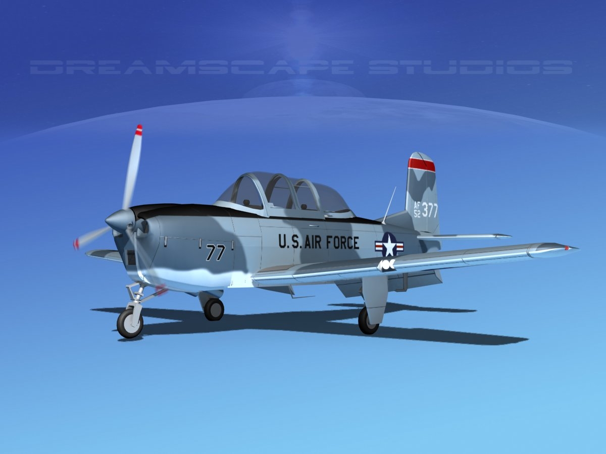 Modelo 3d Beechcraft T 34 Mentor V08 Usaf Turbosquid 1218666