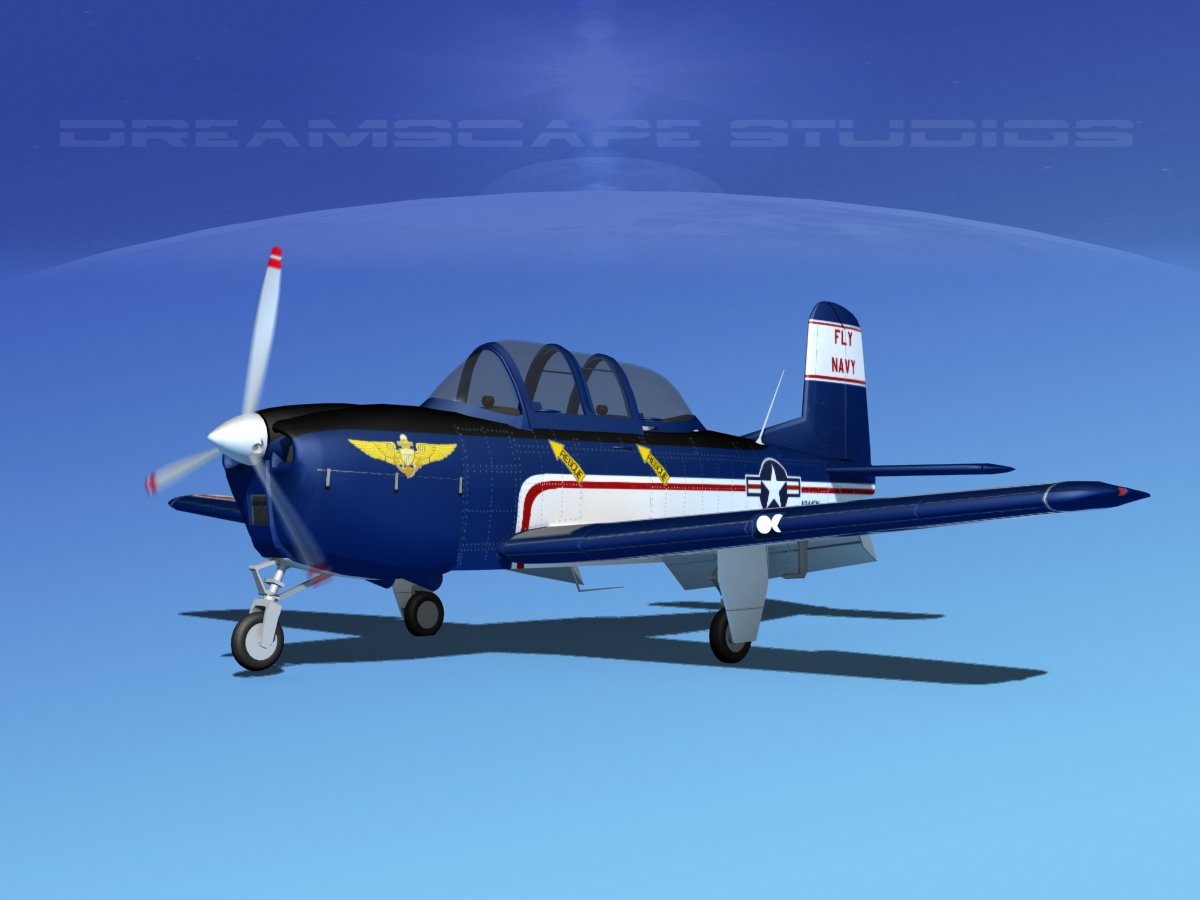 Beechcraft T 34 Mentor 3d Turbosquid 1218673