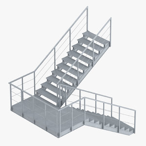 3D model industrial staircase landing style