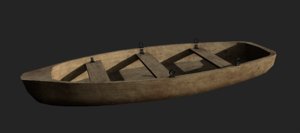 wooden rowboat 3D