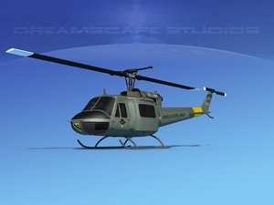 3D military bell uh-1b iroquois