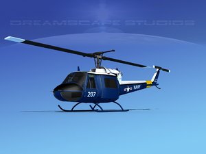 military bell uh-1b iroquois 3D model