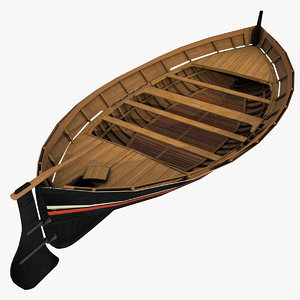 wooden row boat 3D model
