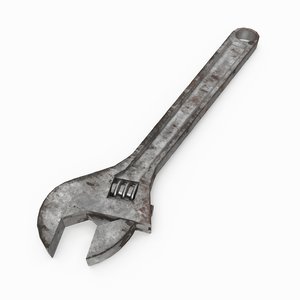 3D rusty adjustable wrench