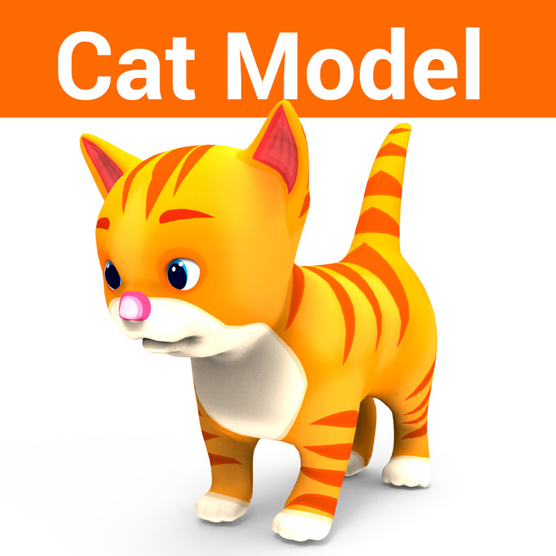 Cute Cartoon Cat 3d Model Turbosquid 1220740
