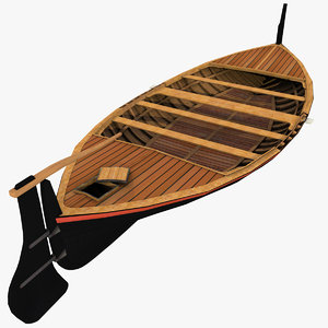 old wooden row boat 3D model