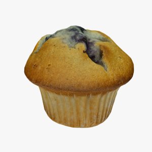 3D photo-realistic blueberry muffin