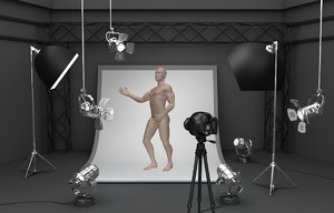 photo studio equipment background 3D model